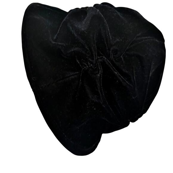 Vintage Y2K Ben Berger Luxury Black Velvet Slouch Bucket Hat Ruched Retro Glam